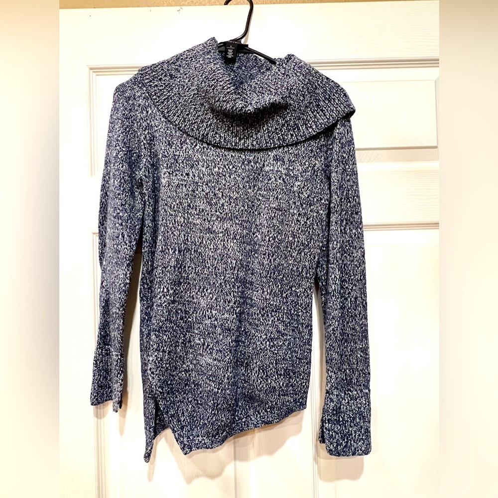 Sparkling dark blue and silver sweater with turtle neck